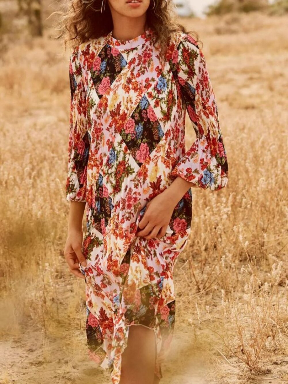 Maeve Shara Pleated Midi Dress